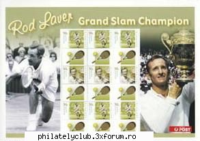 rod laver sss this souvenir stamp sheet rod laver’s greatest ever tennis player.the stamps feature